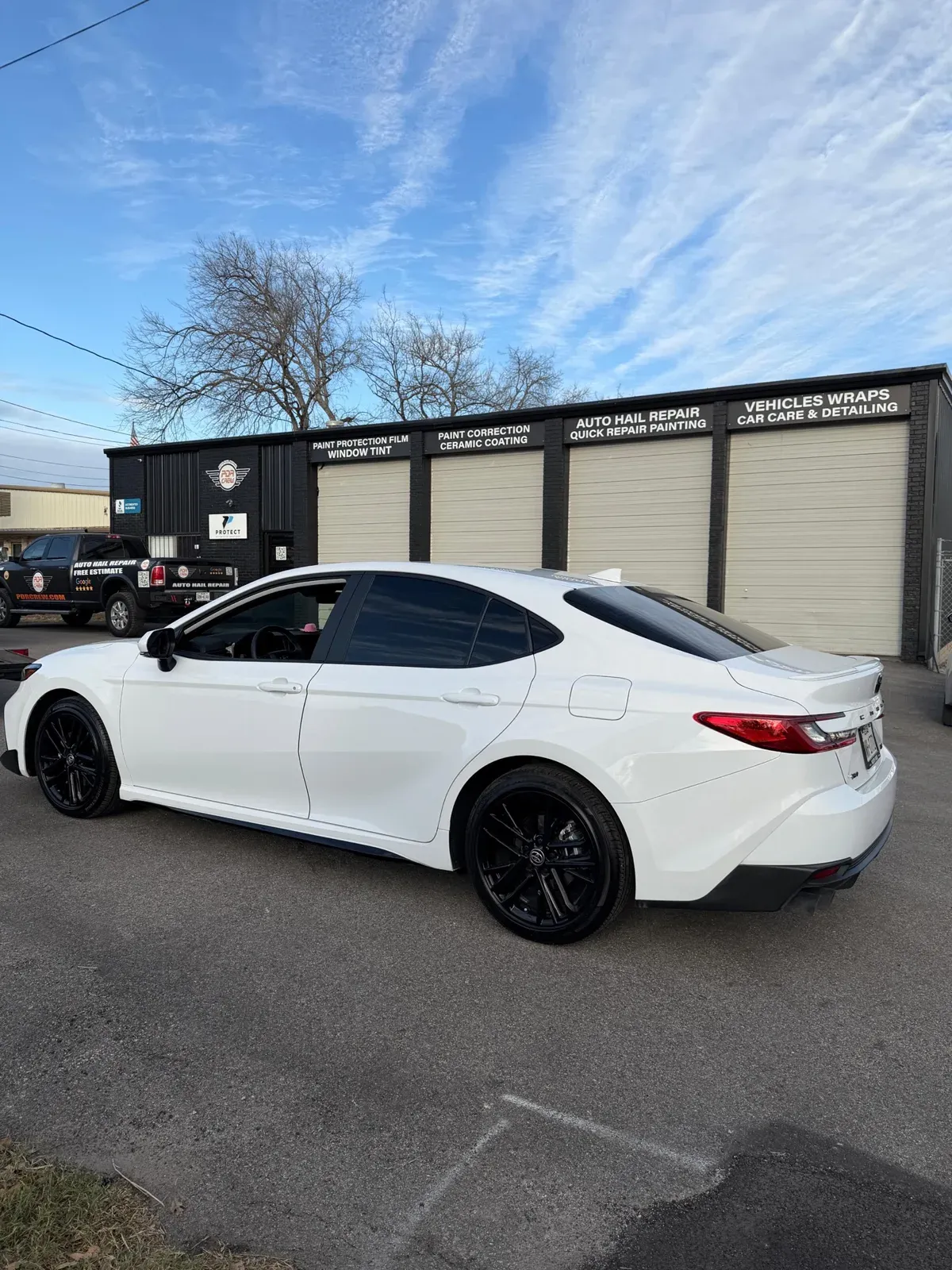 White sedan in the PDR Crew lot