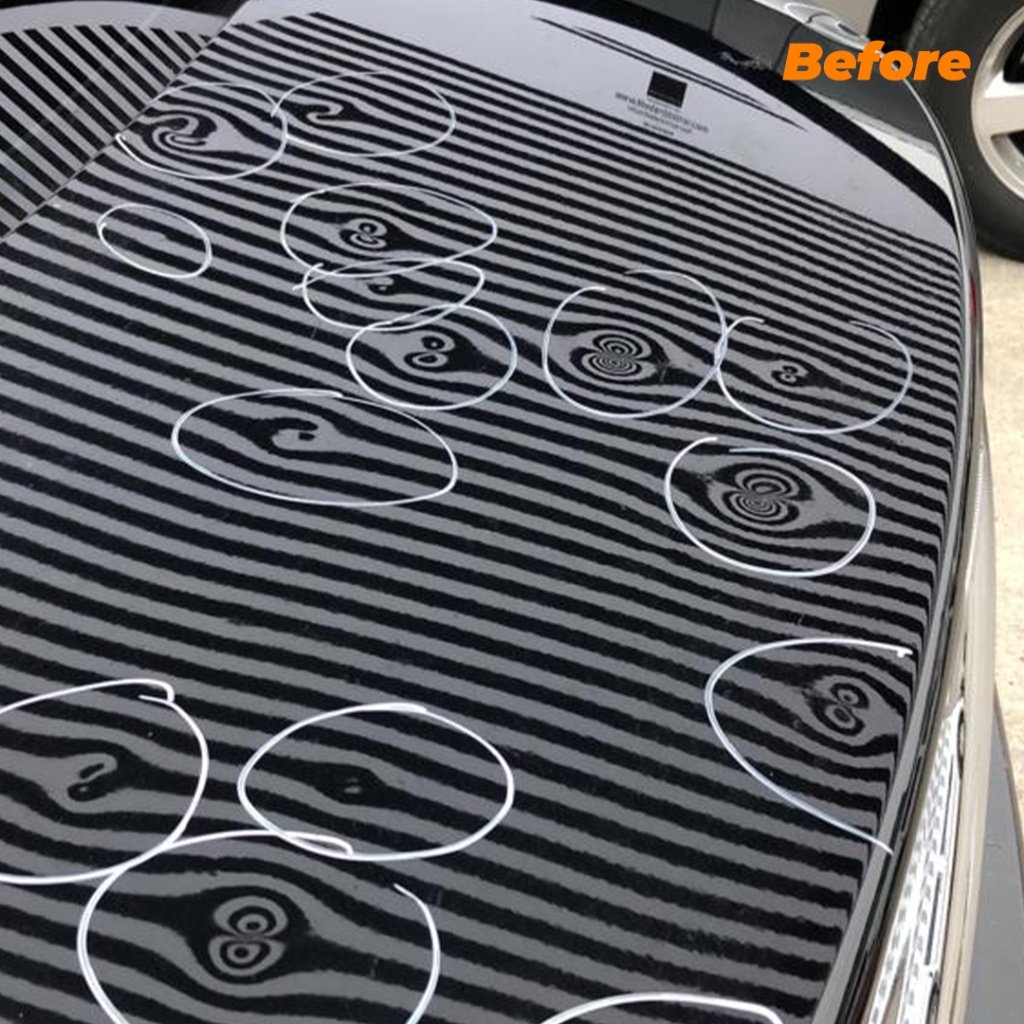 Hail damage before repair